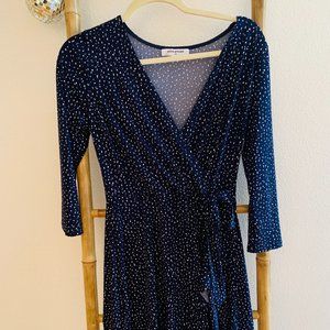 Petite Principle Blue & White Wrap Dress